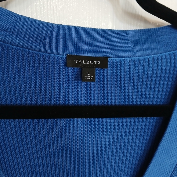Talbots Women’s Large  Blue Ombre Cardigan Classic Rib Knit Button Front - Picture 3 of 7
